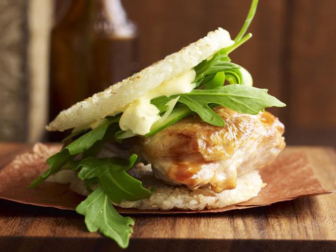 **[Teriyaki chicken rice burger](https://www.womensweeklyfood.com.au/recipes/teriyaki-chicken-rice-burger-14095|target="_blank")**

Sick of boring old hamburgers? Impress the family with this delicious teriyaki chicken and rice burger.