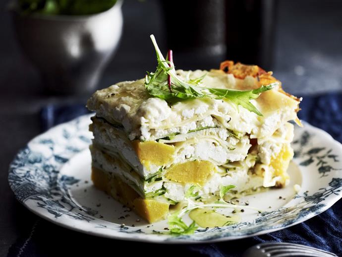 **[Pumpkin, sage and zucchini lasagne](https://www.womensweeklyfood.com.au/recipes/pumpkin-sage-and-zucchini-lasagne-14142|target="_blank")**

Tender pumpkin and ribbons of zucchini are delicately flavoured with fresh sage to make this deep, layered vegetable lasagne.