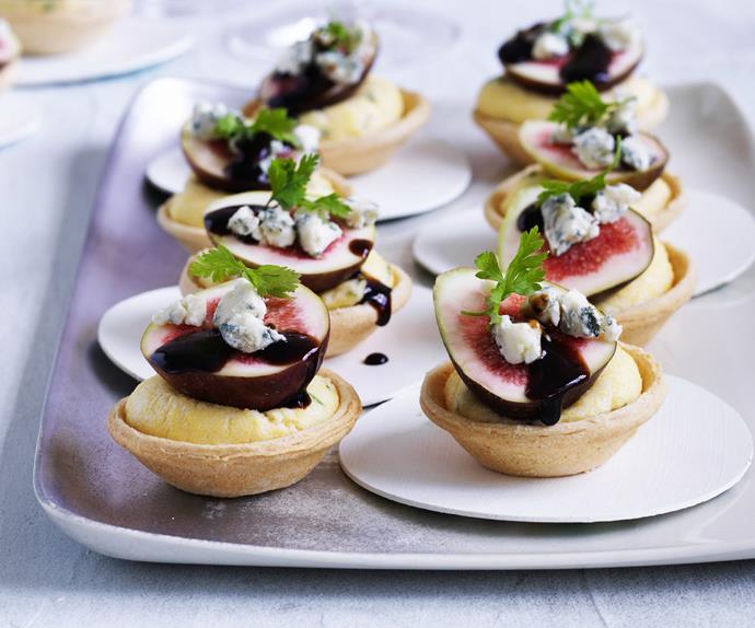 polenta, blue cheese     and fig tarts