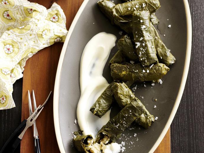 A staple of Greek cuisine, [dolmades](https://www.womensweeklyfood.com.au/recipes/dolmades-27827|target="_blank") are rich in flavour with pine nuts, sultanas, onions and rice wrapped in vine leaves and drizzled with lemon juice and olive oil.