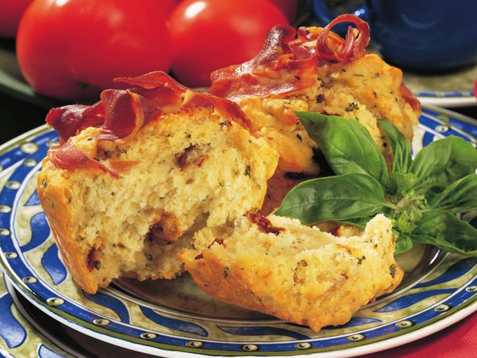 **[Prosciutto, basil and tomato muffins](https://www.womensweeklyfood.com.au/recipes/prosciutto-basil-and-tomato-muffins-5821|target="_blank")**