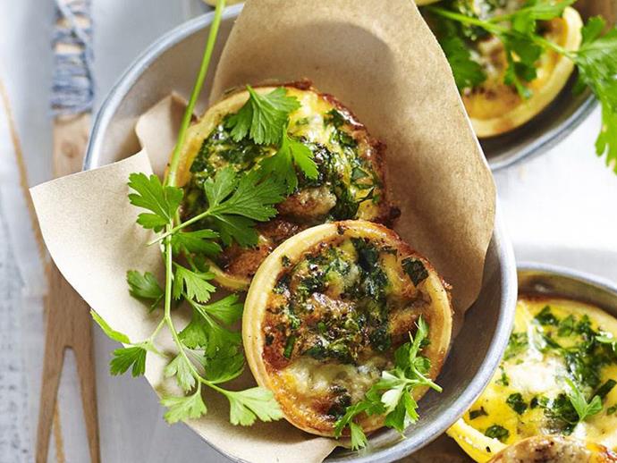 **[Mini blue cheese quiches](https://www.womensweeklyfood.com.au/recipes/mini-blue-cheese-quiches-5501|target="_blank")**

Cute little mini quiches that pack a huge blue cheese punch.