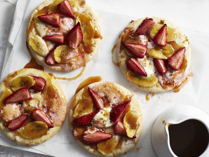 **[Fruit and marshmallow dessert pizzas](https://www.womensweeklyfood.com.au/recipes/fruit-and-marshmallow-dessert-pizzas-12841|target="_blank")**

Spoil the kids with these amazing dessert pizzas topped with strawberries, banana and caramel sauce. Perfect for a sleepover party!