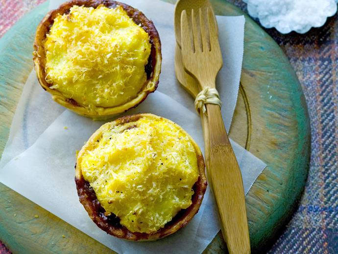 **[Beef pies with polenta tops](https://www.womensweeklyfood.com.au/recipes/beef-pies-with-polenta-tops-12907|target="_blank")**

Delight the family with these moreish beef pies with cheesy polenta and potato toppings.