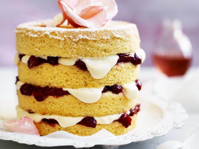 **[Rosewater sponge with strawbery compote](https://www.womensweeklyfood.com.au/recipes/rosewater-sponge-with-strawbery-compote-5194|target="_blank")**