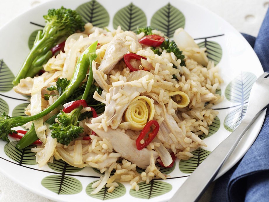 This simple [chilli fried rice with chicken and broccolini](https://www.womensweeklyfood.com.au/recipes/chilli-fried-rice-with-chicken-and-broccolini-12048|target="_blank") is a light and spicy version of fried rice you can whip up in no time.