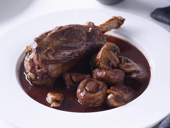 **[Lamb shanks bourguignon](https://www.womensweeklyfood.com.au/recipes/lamb-shanks-bourguignon-12123|target="_blank")**

Food referred to as "à la bourguignon" is food cooked in the style of the famous French wine region of Burgundy, and is instantly recognisable by its red wine sauce containing mushrooms, bacon and onions.