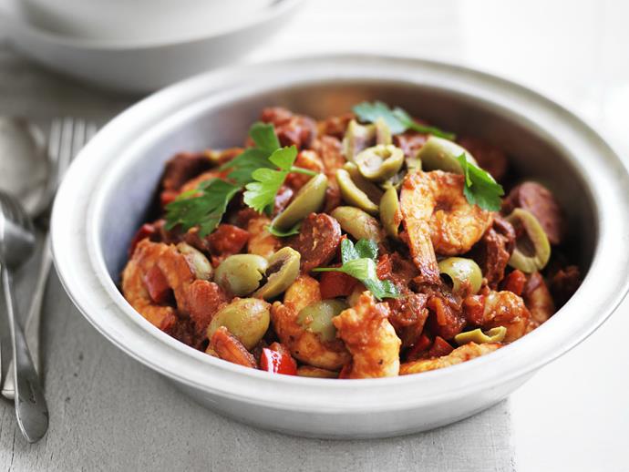 **[Smoky prawn and chorizo stew](https://www.womensweeklyfood.com.au/recipes/smoky-prawn-and-chorizo-stew-12144|target="_blank")**

Topped with sliced green olives and fresh parsley, this Spanish-inspired stew is absolutely delicious served with wood-fired bread.