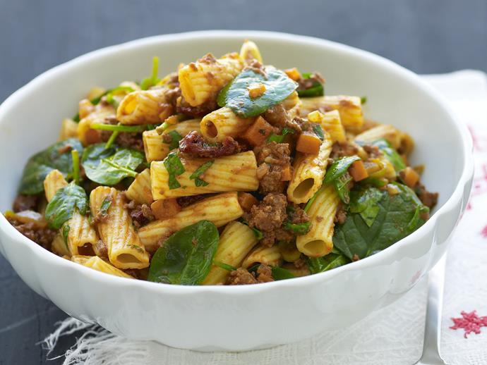 Blending two favourites, we give you a [warm creamy bolognese pasta salad.](https://www.womensweeklyfood.com.au/recipes/warm-creamy-bolognese-pasta-salad-12297|target="_blank")