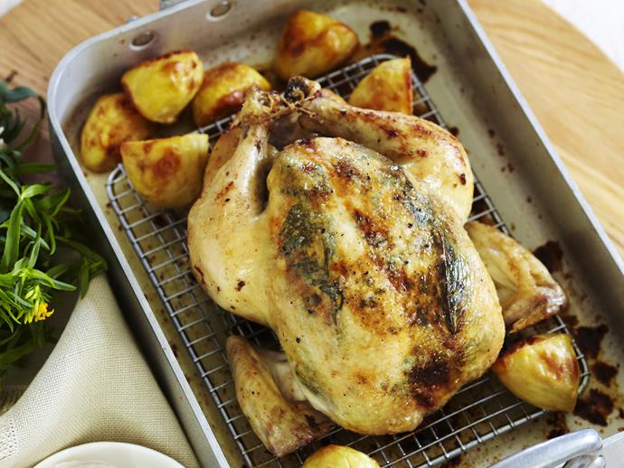 Tasty and juicy [tarragon roast chicken with crispy potatoes](https://www.womensweeklyfood.com.au/recipes/tarragon-roast-chicken-with-crispy-potatoes-11767|target="_blank").