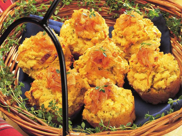 **[Caramelised onions and polenta muffins](https://www.womensweeklyfood.com.au/recipes/caramelised-onions-and-polenta-muffins-11966|target="_blank")**