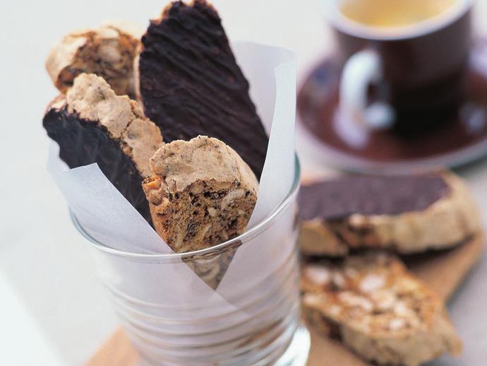 **[Coffee and hazelnut biscotti](https://www.womensweeklyfood.com.au/recipes/coffee-and-hazelnut-biscotti-12021|target="_blank")**

Ahh, biscotti. It's really a biscuit for grown ups. We've given it a little facelift here, and added some coffee flavour and toasted hazelnuts; hide from the kids and enjoy with your afternoon cuppa.
