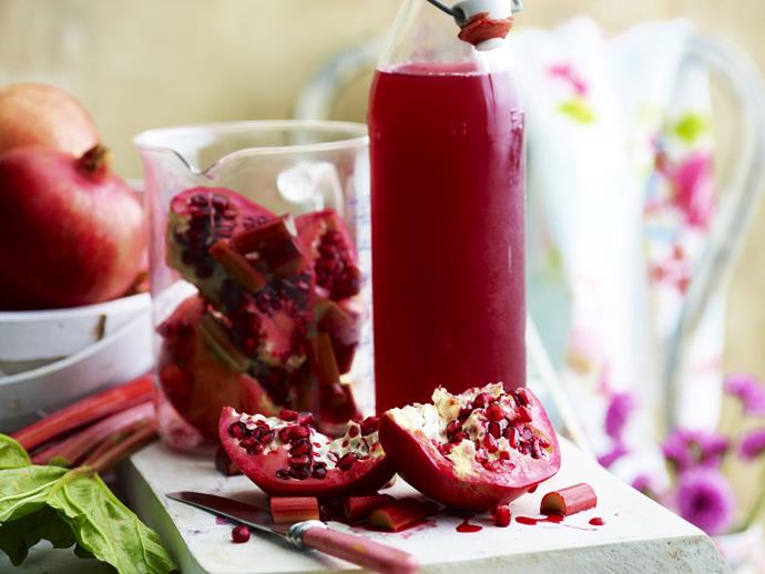 **[Pomegranate and rhubarb cordial](https://www.womensweeklyfood.com.au/recipes/pomegranate-and-rhubarb-cordial-11494|target="_blank")**