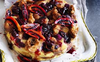 Berry and tamarillo CROISSANT PUDDING CAKE