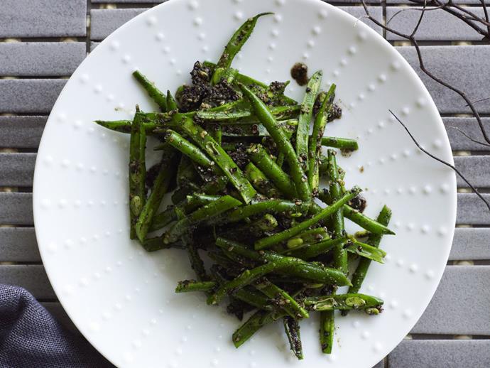 **[Green beans with black sesame sauce](https://www.womensweeklyfood.com.au/recipes/green-beans-with-black-sesame-sauce-11159|target="_blank")**
