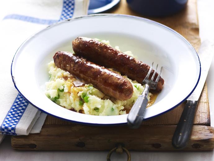 **[Lamb sausages with pea mash](https://www.womensweeklyfood.com.au/recipes/lamb-sausages-with-pea-mash-10787|target="_blank")**

Serve this classic family dish with steamed carrots and homemade gravy.