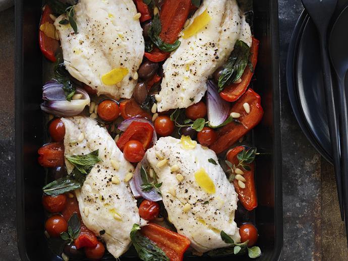 **[Oven-baked herbed snapper](https://www.womensweeklyfood.com.au/recipes/oven-baked-herbed-snapper-10793|target="_blank")**

The beauty of this dish is throwing all of the ingredients into the baking dish and leaving the oven to do its job. Use any firm white fish fillets.