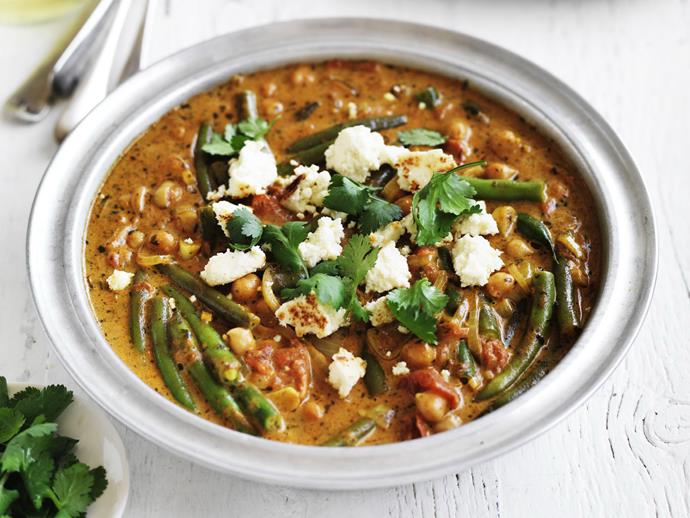 **[Chickpea, paneer and vegetable curry](http://www.womensweeklyfood.com.au/recipes/chickpea-paneer-and-vegetable-curry-10886|target="_blank")**

Paneer, most often used in curried dishes, originates from northern India; it is a fresh unripened cow's-milk cheese that is similar to pressed ricotta. Don't try to substitute any other cheese, the results just won't be the same.