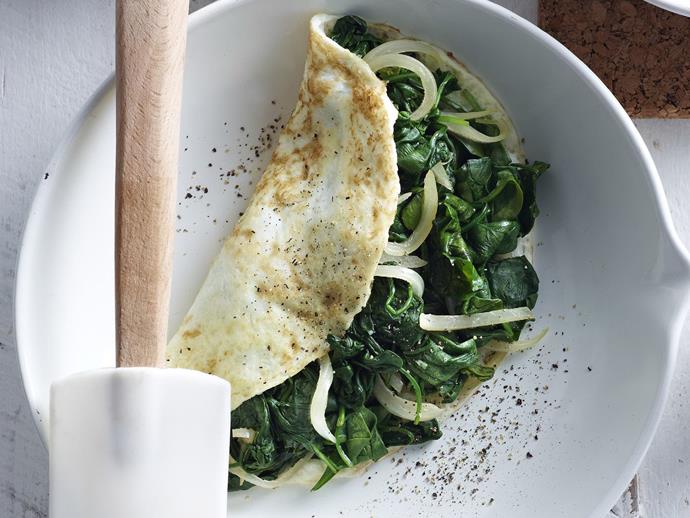 **[Spinach omelette](http://www.womensweeklyfood.com.au/recipes/spinach-omelettes-4334|target="_blank")** 