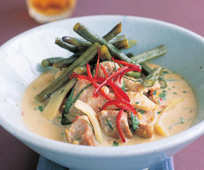 Thai pork curry with pickled snake beans