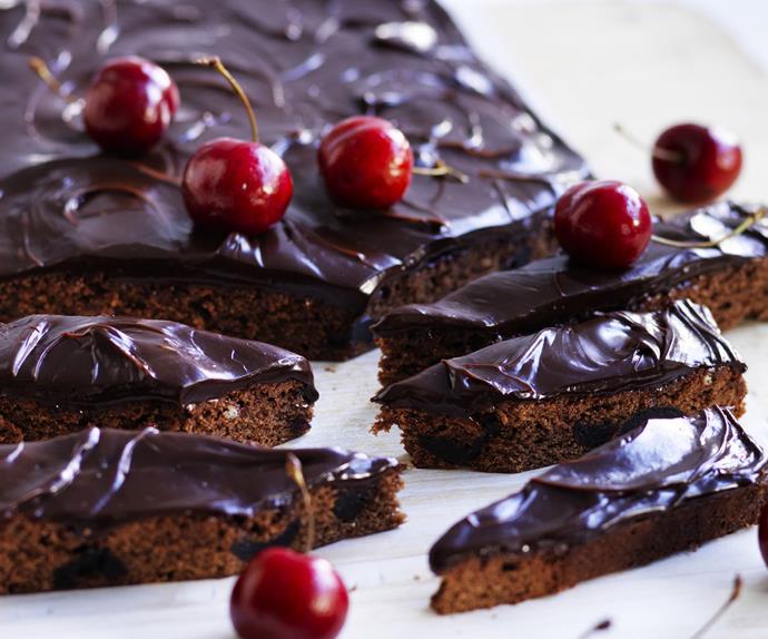 black forest brownies with cherry chocolate ganache