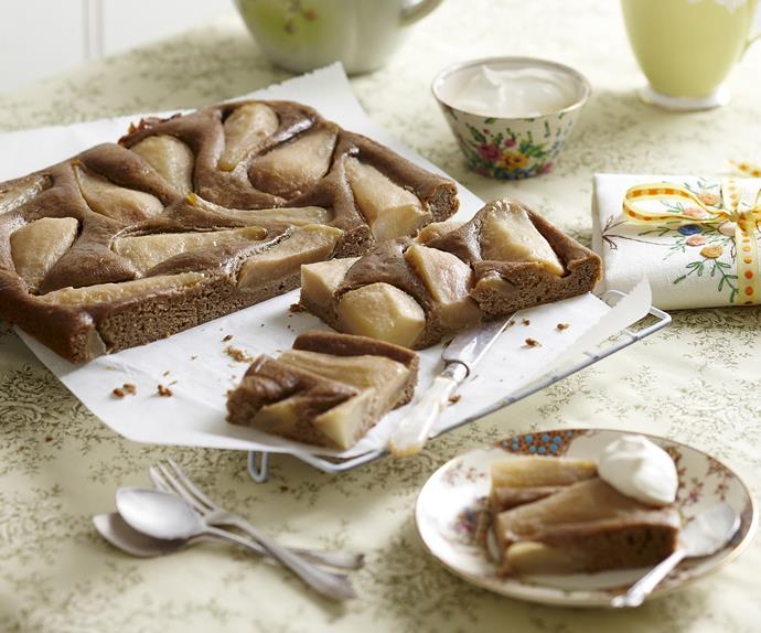 caramelised pear and gingerbread slice