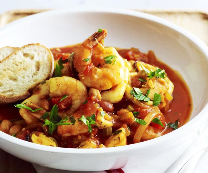 seafood, bean and tomato stew