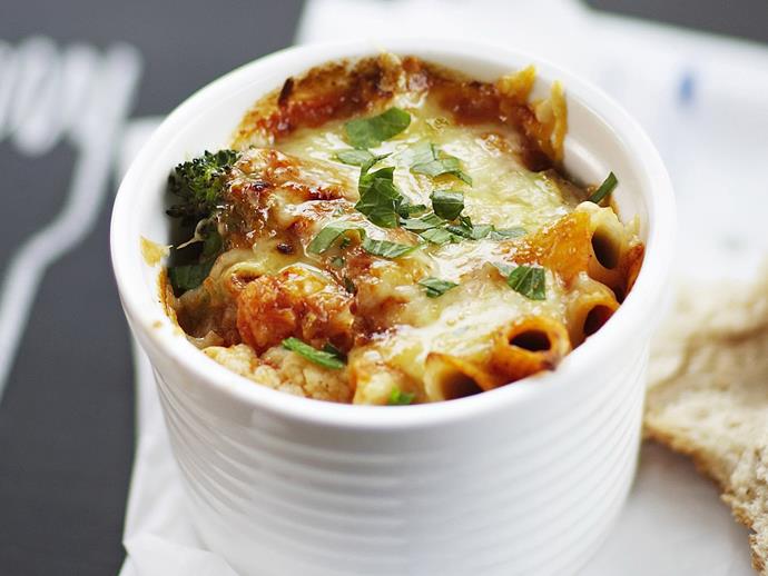This [cheesy-vegie pasta bake recipe](https://www.womensweeklyfood.com.au/recipes/cheesy-vegie-pasta-bake-10214|target="_blank") is bulked out with tender and delicious cauliflower and broccoli.