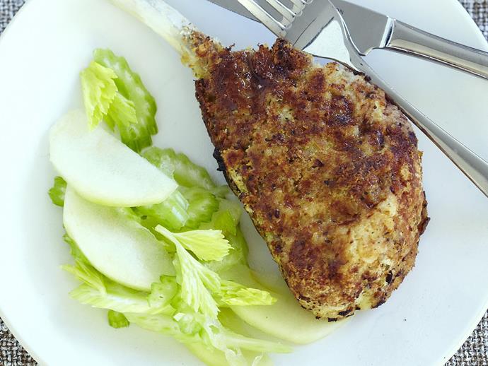 **[Baked pork schnitzel with pickled apple and celery salad](https://www.womensweeklyfood.com.au/recipes/baked-pork-schnitzel-with-pickled-apple-and-celery-salad-10278|target="_blank")**

Apple, celery and pork are a classic, mouth-watering trio in this easy dish.