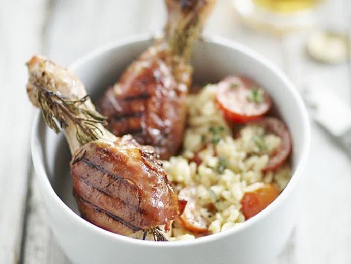 **[Rosemary and prosciutto chicken legs with creamy risoni](https://www.womensweeklyfood.com.au/recipes/rosemary-and-prosciutto-chicken-legs-with-creamy-risoni-4181|target="_blank")**