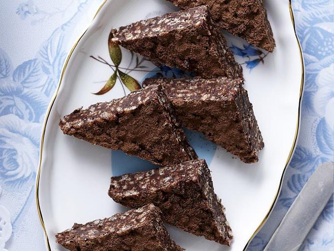 A new version of a old favourite, this [chocolate crackle slice](https://www.womensweeklyfood.com.au/recipes/chocolate-crackle-slice-9739|target="_blank") updates the classic chocolate crackle. Cut into bars for a crunchy treat if you prefer.