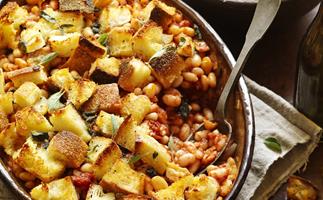 herb-crumbed baked beans