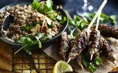 Chicken koftas with fig and seed pilaf