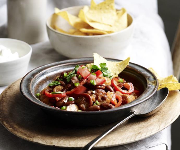 mexican kidney beans and sausages