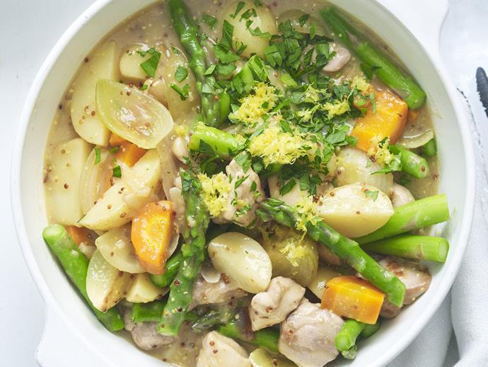 Need a new family favorite? Try our [chicken and potato casserole](https://www.womensweeklyfood.com.au/recipes/chicken-and-potato-casserole-9079|target="_blank") with fresh asparagus and wholegrain mustard.