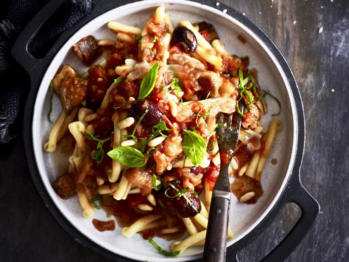 **[Eggplant, olive and pine nut pasta sauce](https://www.womensweeklyfood.com.au/recipes/eggplant-olive-and-pine-nutpasta-sauce-8679|target="_blank")**