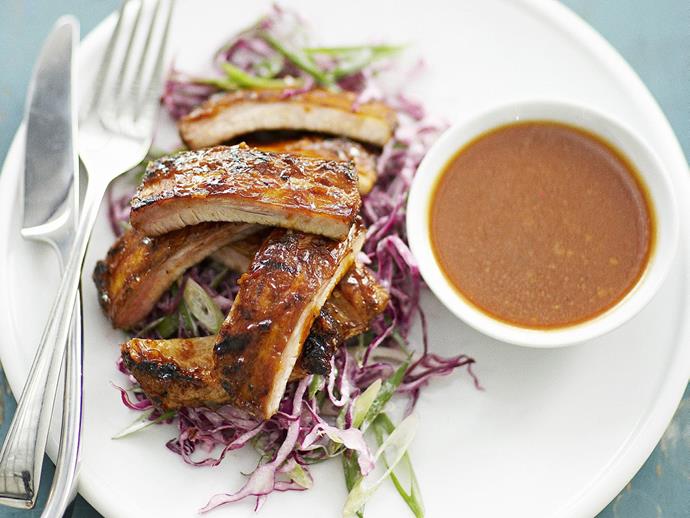 [Barbecued pork spareribs with red cabbage slaw.](https://www.womensweeklyfood.com.au/recipes/barbecued-pork-spareribs-with-red-cabbage-coleslaw-16300|target="_blank")