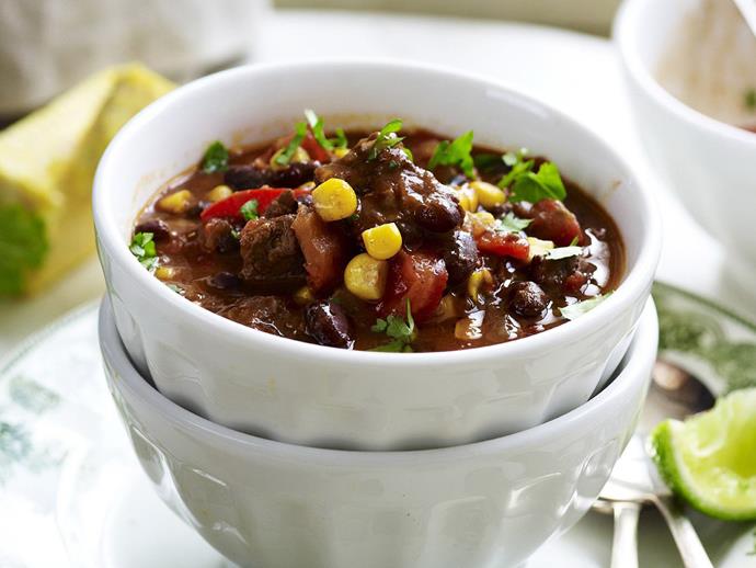 A hearty [winter stew with beef, black bean and corn](http://www.womensweeklyfood.com.au/recipes/beef-black-bean-and-corn-stew-8746|target="_blank")