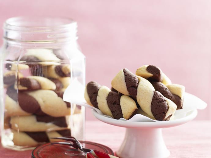 [Mocha vanilla twists](https://www.womensweeklyfood.com.au/recipes/mocha-vanilla-twists-3329|target="_blank") are a cute and fun biscuit to both make and eat!