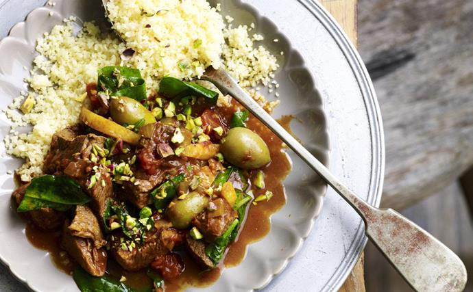 BEEF TAGINE WITH SPINACH AND OLIVES