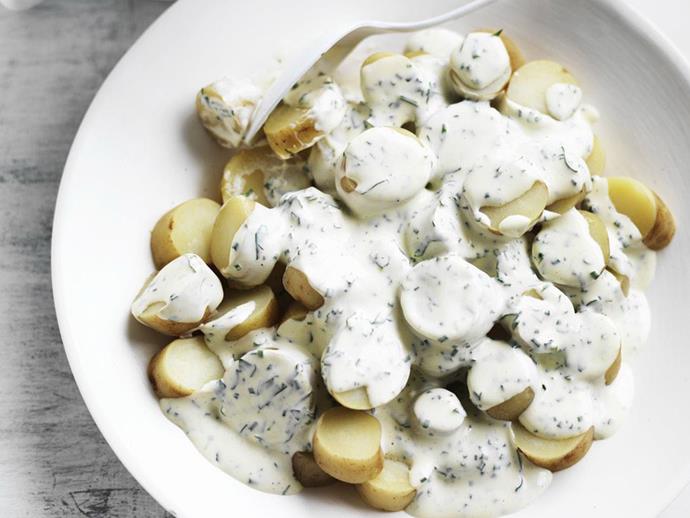**[Potato salad with herbed cream](https://www.womensweeklyfood.com.au/recipes/potato-salad-with-herbed-cream-8513|target="_blank")**

Just cool the kipfler potatoes slightly before assembling this salad as it's best served still warm.