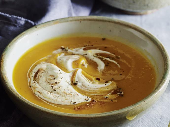 **[Spiced pumpkin soup with cinnamon cream](http://www.womensweeklyfood.com.au/recipes/spiced-pumpkin-soup-with-cinnamon-cream-3448|target="_blank")**

A smooth and creamy soup packed full of zest and spice, served with a dollop of cinnamon cream.