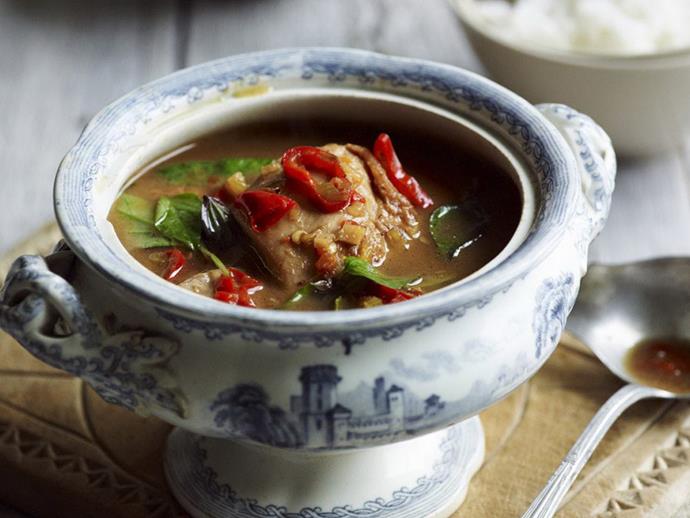 **[Thai sour chicken curry](https://www.womensweeklyfood.com.au/recipes/thai-sour-chicken-curry-8071|target="_blank")**

Create this authentic Thai sour chicken curry quickly and deliciously in a pressure cooker.