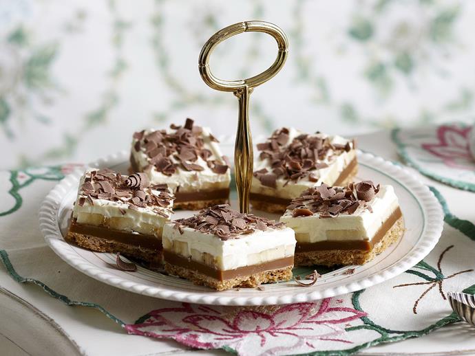 We combine sweet, rich toffee and banana in this gorgeous **[banoffee slice](https://www.womensweeklyfood.com.au/recipes/banoffee-slice-7732|target="_blank")**, perfect for entertaining.