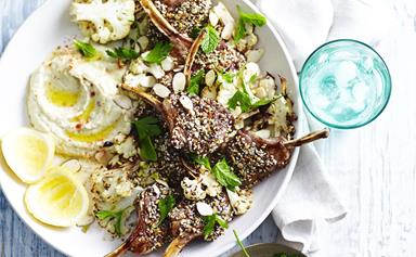 Dukkah-crusted lamb cutlets with cauliflower