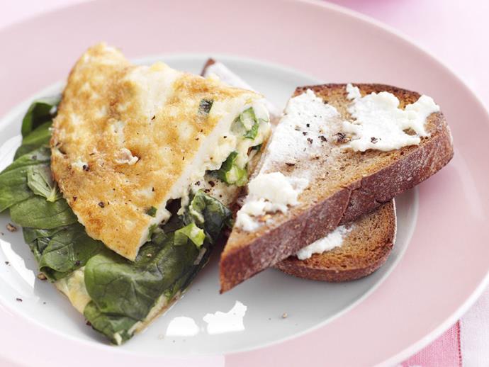 **[Spinach omelette](https://www.womensweeklyfood.com.au/recipes/spinach-omelette-6207|target="_blank")**