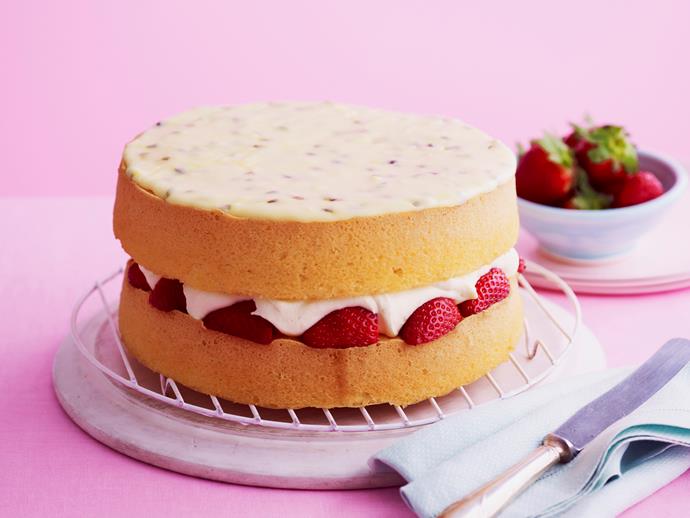 **[Sponge cake queen finalist Dawn's recipe](https://www.womensweeklyfood.com.au/recipes/sponge-cake-queen-finalist-dawns-recipe-19430|target="_blank")**

Take yourself back to those weekends with your grandmother with this light, fluffy sponge cake complete with delectable strawberries in cream.