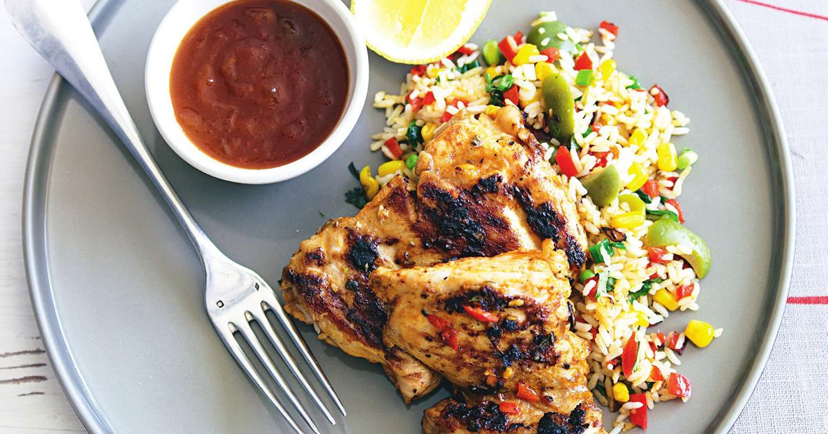 Grilled Portuguese chicken and rice recipe | Australian Women's Weekly Food