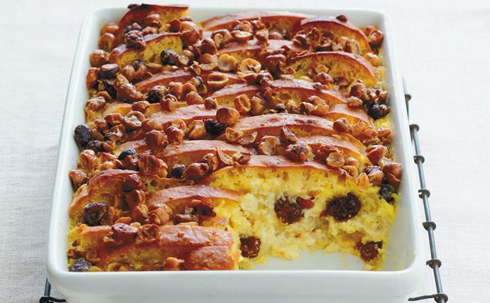 HAZELNUT AND RAISIN BREAD and  Butter  Pudding