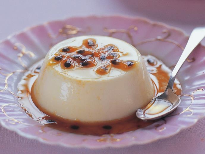 **[White choc panna cotta with passionfruit sauce](https://www.womensweeklyfood.com.au/recipes/white-choc-panna-cotta-with-passionfruit-sauce-15547)**

Panna cotta translates from the Italian as "cooked cream", but this dessert is far more delectable than these simple words. The addition of passionfruit adds a refreshing tropical, tangy flavour. You'll need about 6 for this recipe.